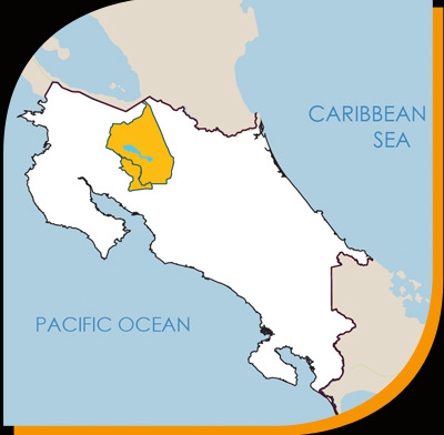 Costa Rica Northern Region map